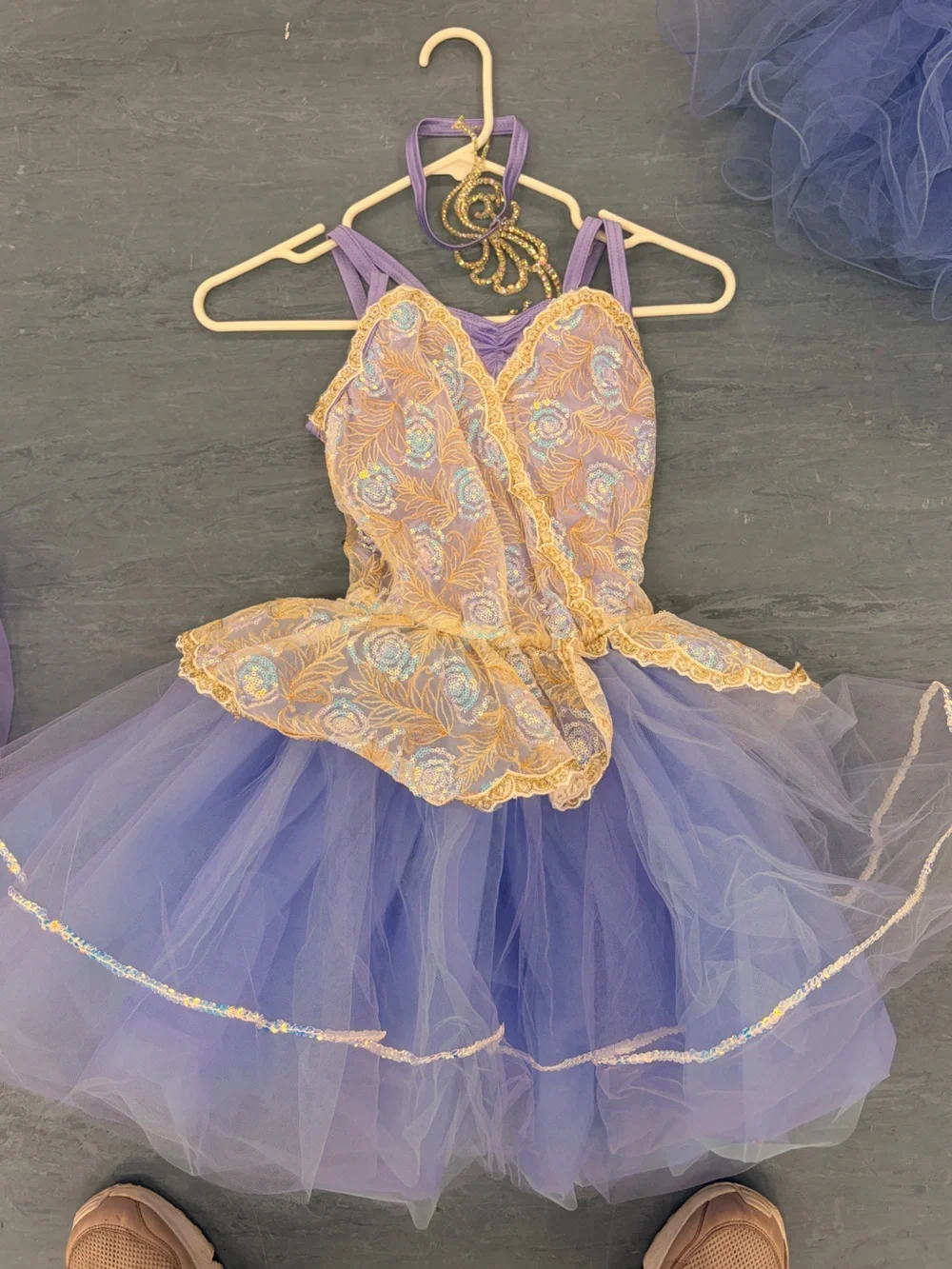 Purple and Gold Girls' Tulle Princess Costume Dance Dress